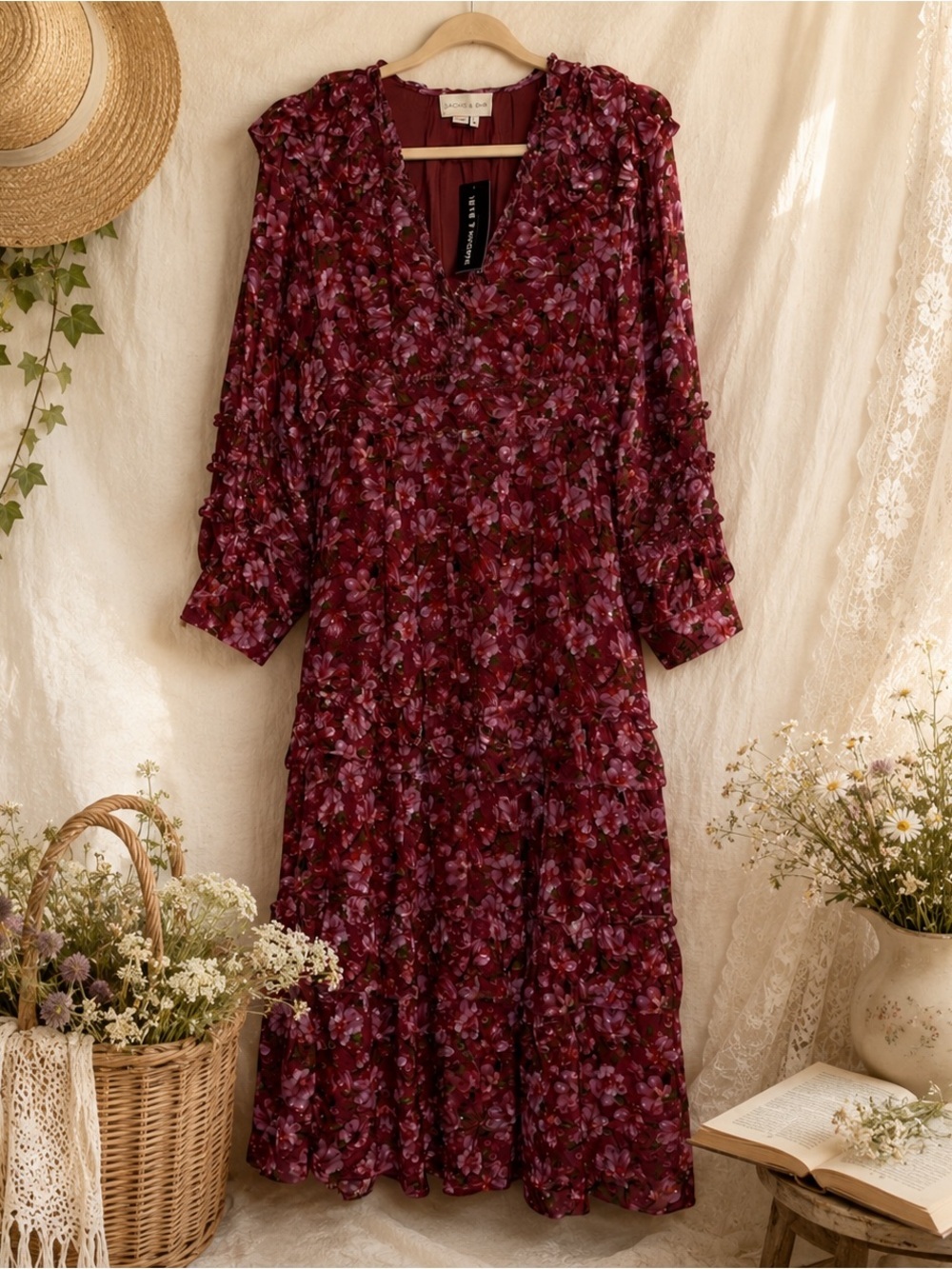Anthropologie Sachin + Babi Floral Midi Dress Size 6 NWT Tiered Cottage Core